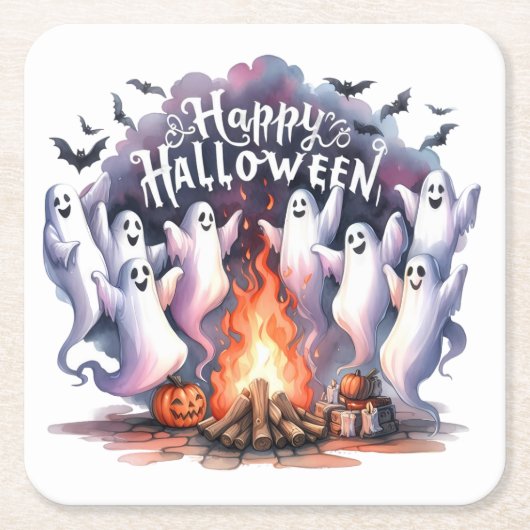 Whimsical Ghost Halloween Paper Onderzetter (Voorkant)