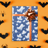 Whimsical Ghost Halloween Sterrennacht Waterverf Cadeaupapier