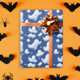 Whimsical Ghost Halloween Sterrennacht Waterverf Cadeaupapier