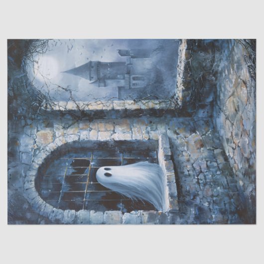 Whimsical Ghost Haunted Castle Decoupage Tissuepapier (Voorkant)