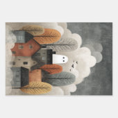 Whimsical Ghost Illustration Spooky Schattige Hall Inpakpapier Vel (Voorkant 3)
