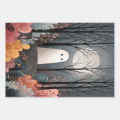 Whimsical Ghost Illustration Spooky Schattige Hall Inpakpapier Vel (Voorkant)