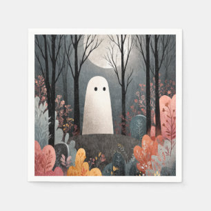 Whimsical Ghost Illustration Waterverf Halloween Servet