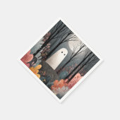 Whimsical Ghost Illustration Waterverf Halloween Servet (Hoek)