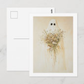 Whimsical Ghost met wilde bloemen Briefkaart (Voorkant / Achterkant)