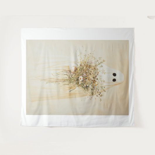 Whimsical Ghost met wilde bloemen Wandkleed (Voorkant (horizontaal))