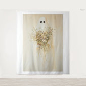 Whimsical Ghost met wilde bloemen Wandkleed (Voorkant)