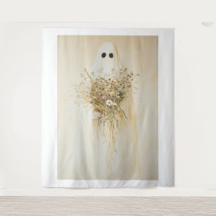 Whimsical Ghost met wilde bloemen Wandkleed