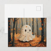 Whimsical Ghost Schattigee Herfst Briefkaart (Voorkant / Achterkant)
