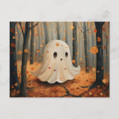 Whimsical Ghost Schattigee Herfst Briefkaart (Voorkant)