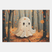 Whimsical Ghost Schattigee Herfst Decoupage Inpakpapier Vel (Voorkant)