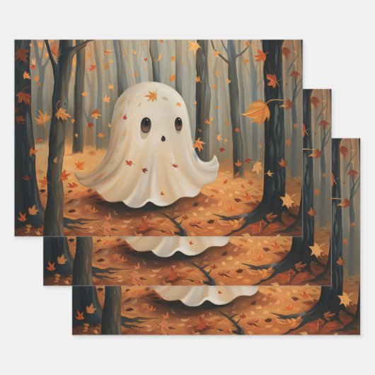 Whimsical Ghost Schattigee Herfst Decoupage Inpakpapier Vel (Set)