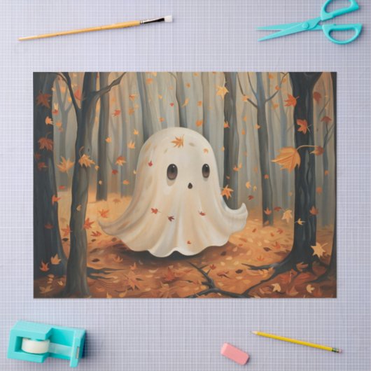 Whimsical Ghost Schattigee Herfst Decoupage Tissuepapier (Craft)