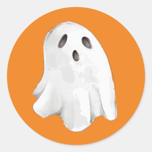 Whimsical Ghost Waterverf Halloween Ronde Sticker (Voorkant)