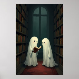Whimsical Ghosts in een gezellige leeshaven - Bibl Poster
