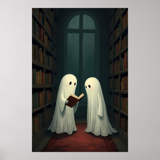 Whimsical Ghosts in een gezellige leeshaven - Bibl Poster (Voorkant)