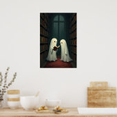 Whimsical Ghosts in een gezellige leeshaven - Bibl Poster (Keuken)