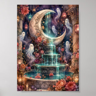 Whimsical Ghosts Magische Maanfontein Whimsigoth Poster