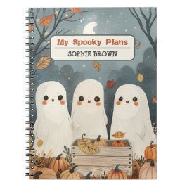 Whimsical Ghosts & Pumpkins beroemd gemaakt door H Notitieboek