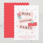 Whimsical Gift Exchange Party Uitnodiging (Voorkant / Achterkant)