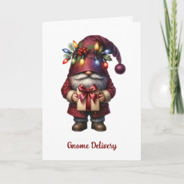 Whimsical Gift Giving Christmas Gnome Feestdagen Kaart