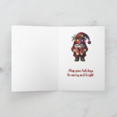 Whimsical Gift Giving Christmas Gnome Feestdagen Kaart (Binnen)