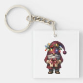 Whimsical Gift Giving Christmas Gnome Sleutelhanger (Voorkant)