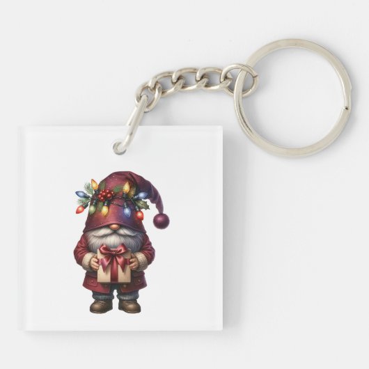 Whimsical Gift Giving Christmas Gnome Sleutelhanger (Achterkant)