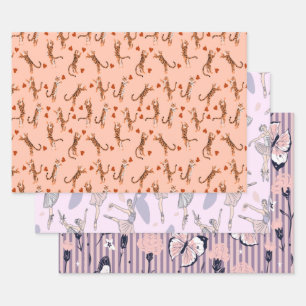 Whimsical Gift Wrap voor haar (set van 3) Inpakpapier Vel