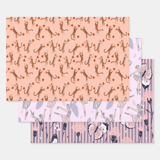 Whimsical Gift Wrap voor haar (set van 3) Inpakpapier Vel (Set)
