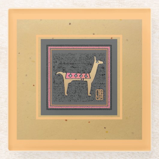 Whimsical Giftable Llama Glazen Onderzetter (Voorkant)