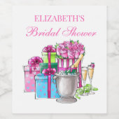 Whimsical Gifts Champagne Rozen Vrijgezellenfeest Wijn Etiket (Enkel label)