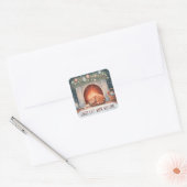 Whimsical Ginger Cat's Warm Welkom Kerstmis Vierkante Sticker (Envelop)