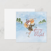 Whimsical Ginger Hair Ice Skater Holiday Flat Kaar Feestdagenkaart (Voorkant / Achterkant)