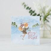 Whimsical Ginger Hair Ice Skater Holiday Flat Kaar Feestdagenkaart (Staand voorkant)