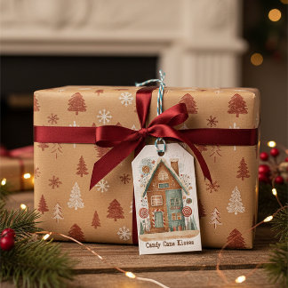 Whimsical Gingerbread Cottage Christmas Gift Label Cadeaulabel