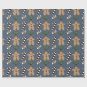 Whimsical Gingerbread en Candy Canes Kerstmis Cadeaupapier (Vlak)