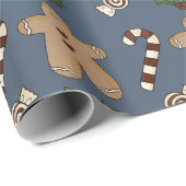 Whimsical Gingerbread en Candy Canes Kerstmis Cadeaupapier (Rol Hoek)