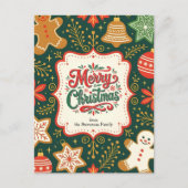 Whimsical Gingerbread Holly kerstgroeten Feestdagenkaart (Voorkant)