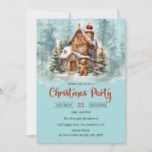 Whimsical Gingerbread House Christmas Party Kaart (Voorkant)