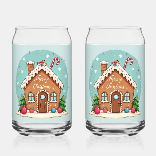 Whimsical Gingerbread House Christmas Scene Blikvorm Glas (Voorkant)