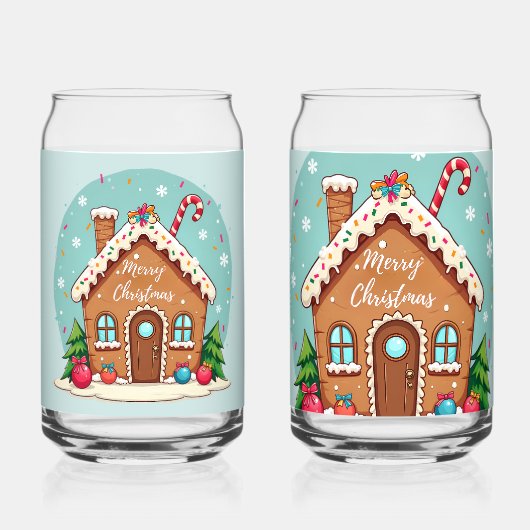 Whimsical Gingerbread House Christmas Scene Blikvorm Glas (Achterkant)