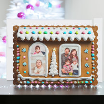 Whimsical Gingerbread House Familiefoto Kerstmis