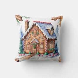 Whimsical Gingerbread House Kerstmis Geen foto Kussen