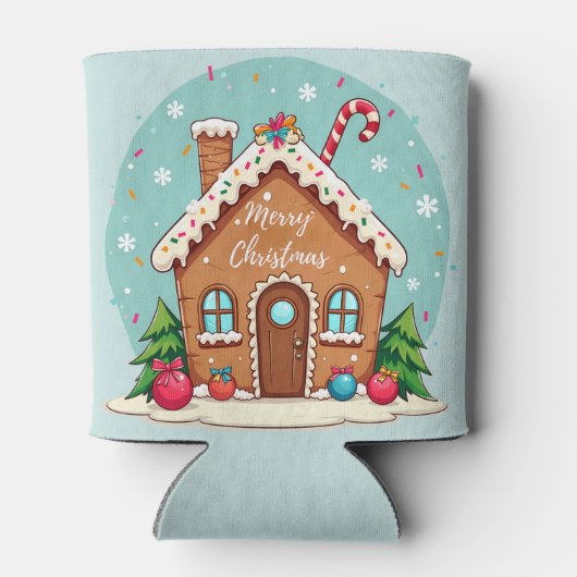 Whimsical Gingerbread House Kerstscene Blikjeskoeler (Achterkant)