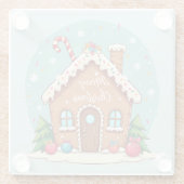 Whimsical Gingerbread House Kerstscene Glazen Onderzetter (Achterkant)