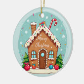 Whimsical Gingerbread House Kerstscene Keramisch Ornament (Links)