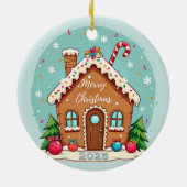 Whimsical Gingerbread House Kerstscene Keramisch Ornament (Achterkant)