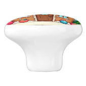 Whimsical Gingerbread House Kerstscene Keramische Knop (Zijkant)