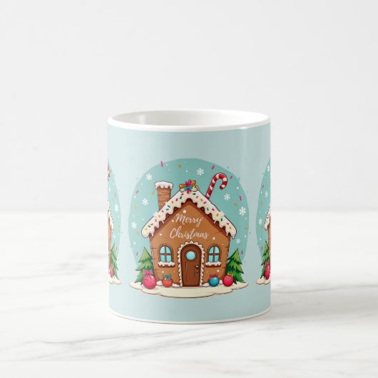 Whimsical Gingerbread House Kerstscene Koffiemok (Center)